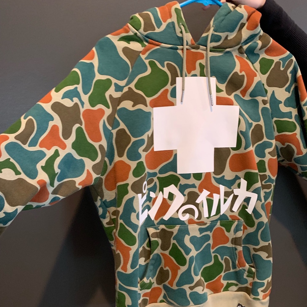 Camo pink dolphin hoodie.